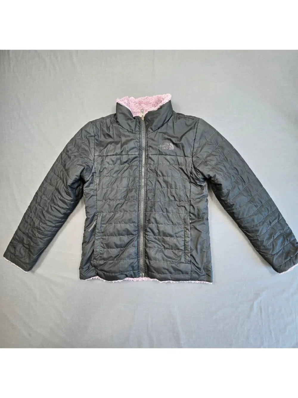 The North Face Girls L 14/16 Reversible Jacket Black/Purple Fleece Coat